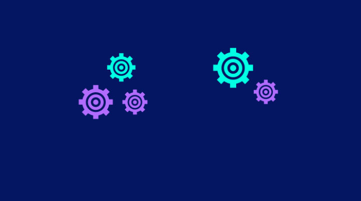Cogs on a navy background